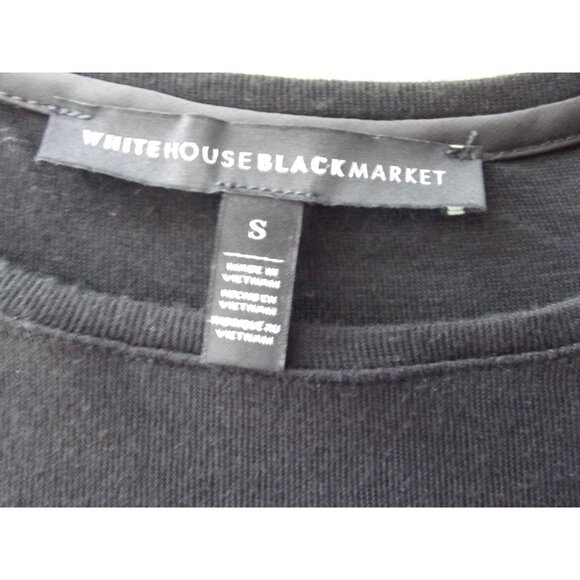 White House Black Market Shirt Womens Small black long sleeve ribbed knit crew - Picture 4 of 11